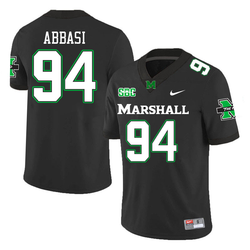 Marshall Thundering Herd #94 Ali Abbasi College Football Jerseys Stitched-Black Marshall Thundering Herd #94 Ali Abbasi College Football Jerseys Stitched-Black